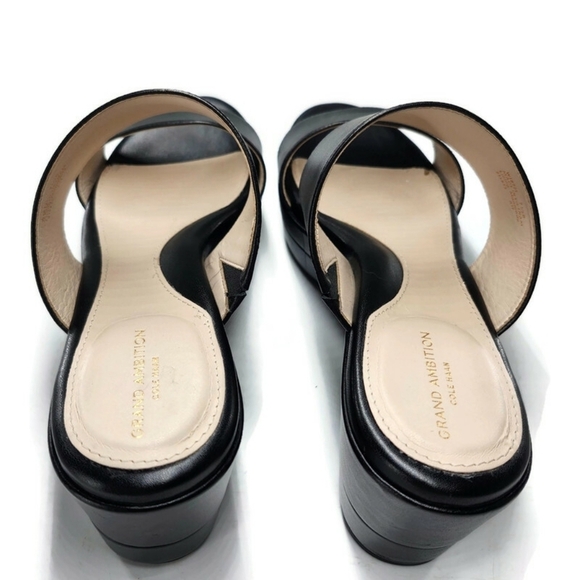 Cole Haan Grand Ambition Black Dual Wide Strap Slide-On Platform Wedge Sandals - Picture 6 of 14